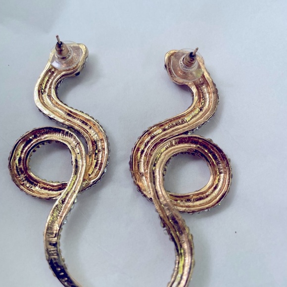 Post CZ and gold stud large snake earrings! - Picture 3 of 3